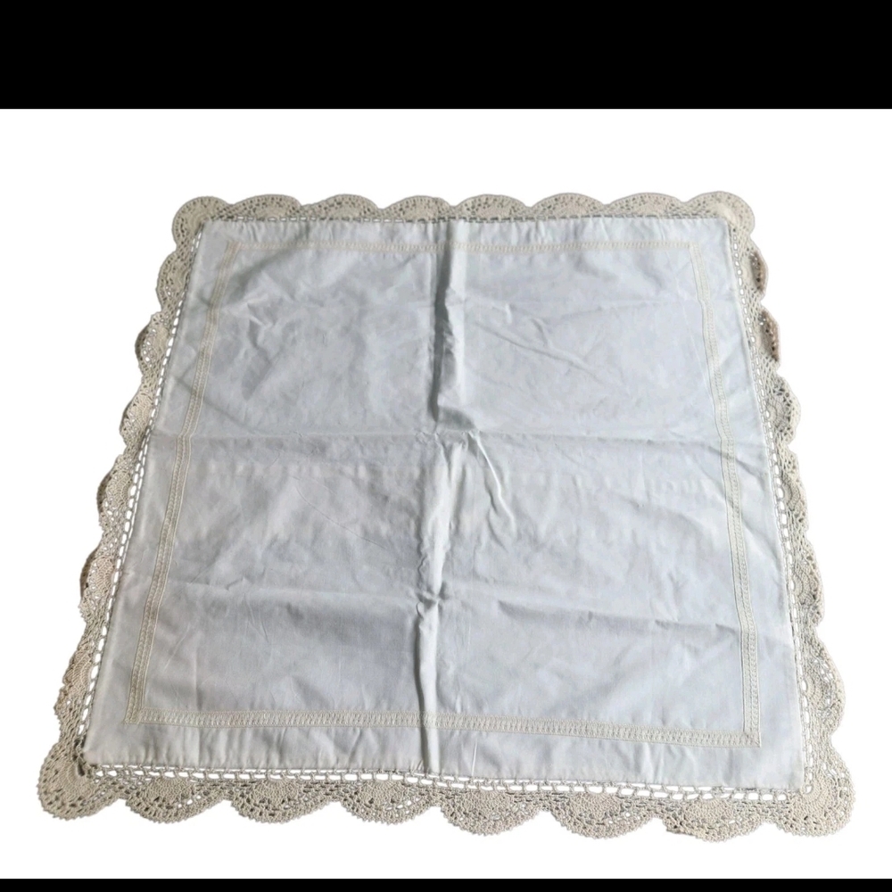 Winterthur Museum Cloe Cream Cotton Euro Pillow Sham Lace Crochet Trim New